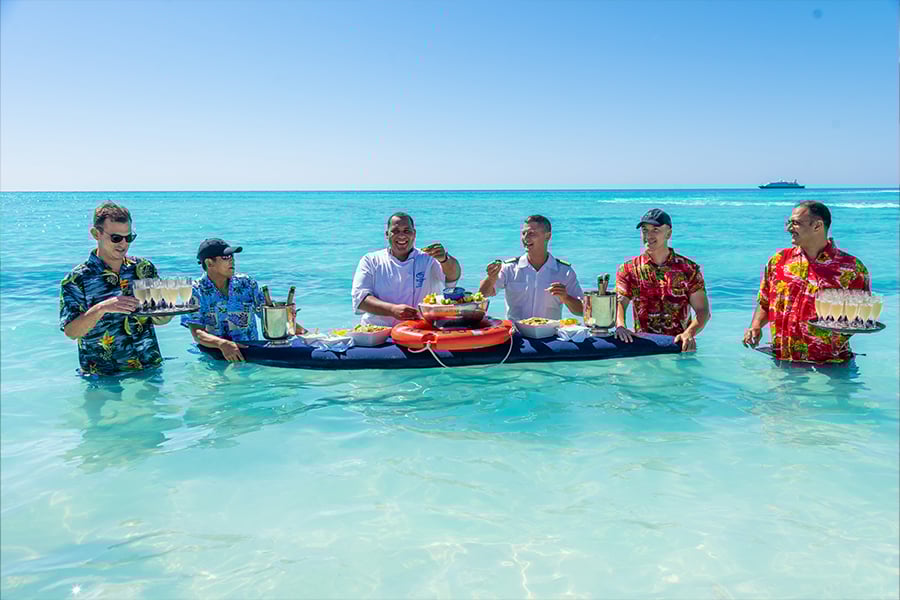 seadream entertainment champagne and caviar splash