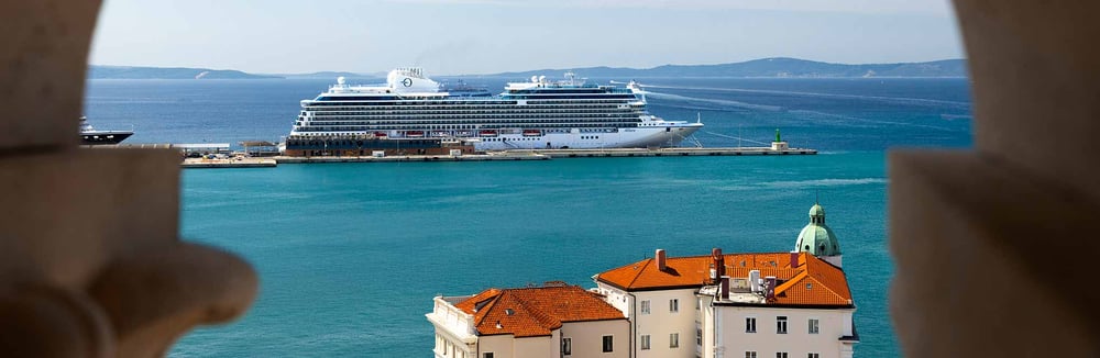 Oceania-Cruises-Allura-Ship-in-Split-port---The-Complete-First-Timer's-Guide-to-Luxury-Cruising-Oceania-Membership-Levels-&-Lifestyle