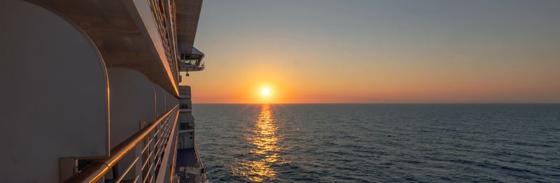 Railing Sunset in Santorini onboard Oceania Cruises Ship