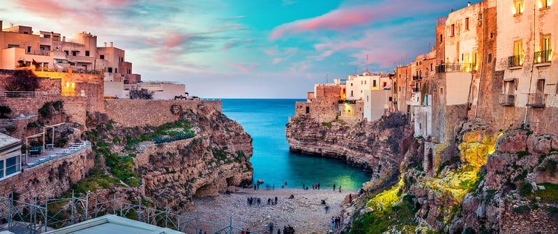 Hidden Gems of the Mediterranean - Cityscape of Polignano a Mare town, Puglia region, Italy, Europe