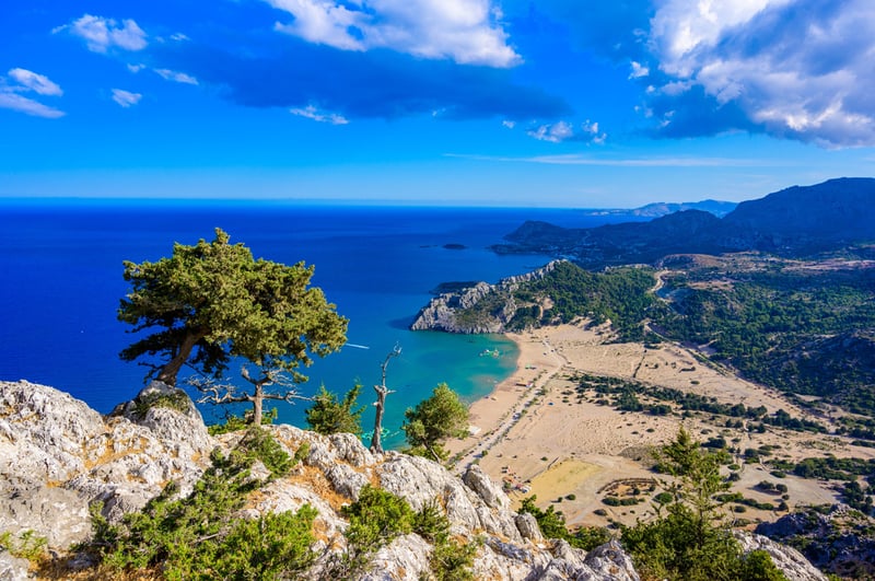 Paradise coast scenery of Rhodes, Greece