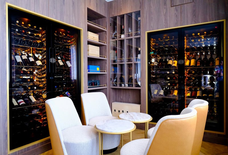Relaxing areas wine room on Windstar's Wind Surf