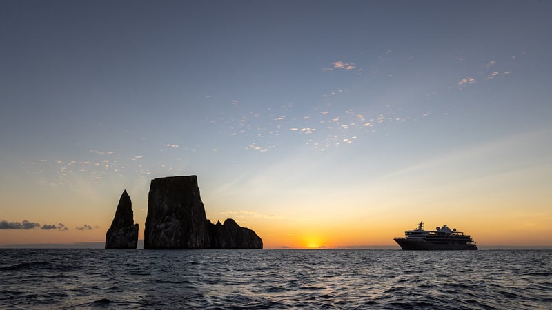Why book Silversea Expeditions with The Cruise Line - Silver Origin in the Galapagos at sunset