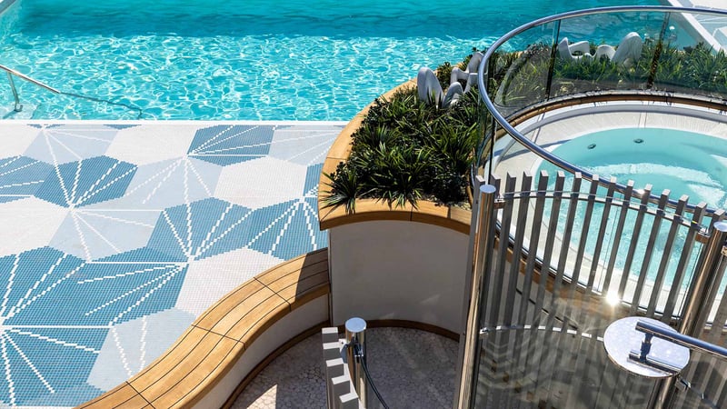 oceania cruise deals when to book - pool deck on Allura Class