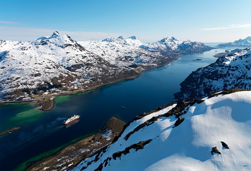 Icy Mountains in Norway with Hurtigruten's MS Richard With sailing in Raftsundet