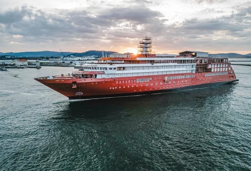 Star Seeker Windstar Cruises in Shipyard Floatout