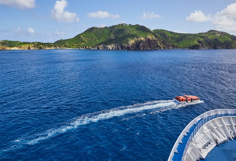 Bow and Tender of Silversea Cruises