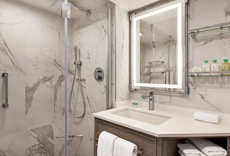Oceania Cruises Concierge Level Veranda Stateroom Bathroom - First Look The Reinspiration of Oceania Marina