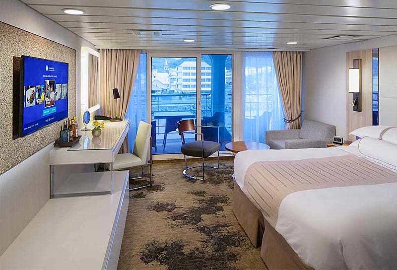Azamara-Cruises-Club-Continent-Suite-Bedroom-Accesible-Room-6057-Azamara-Cruise-Deals-&-Booking-Guide