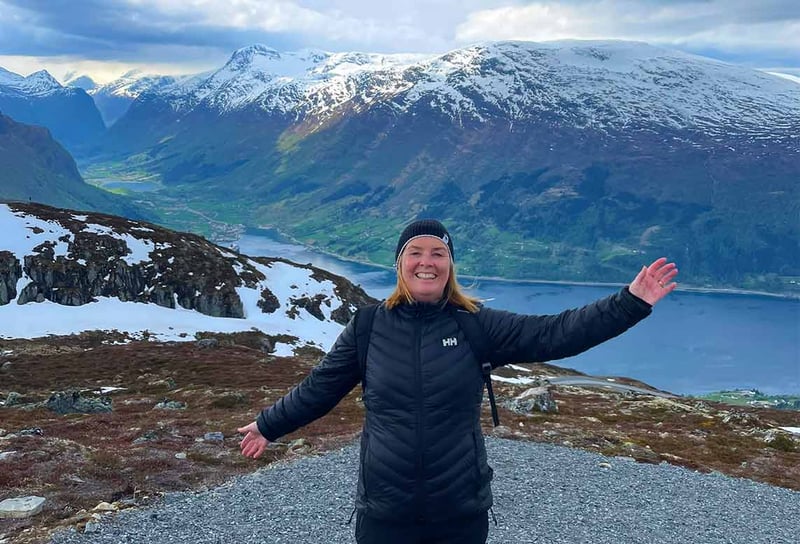 Hike-Norwegian-Mountain-Debbie-with-view-in-the-back-Norwegian-Fjords-on-QM2-What-to-Expect
