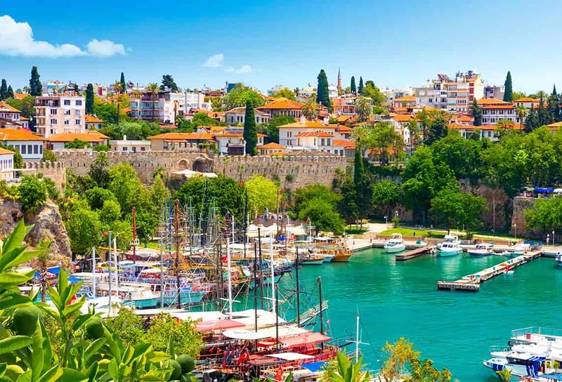 Panoramic-view-of-Alanya-harbour-during-summer-Turkey-Best-Crystal-Cruises-Destinations