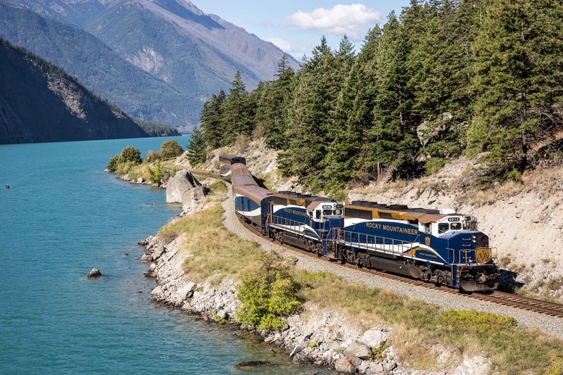 rocky mountaineer train exploring british columbia.