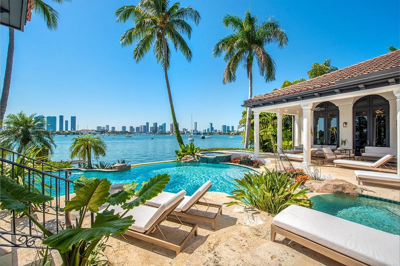 view from a pool area in a hotel in miami.