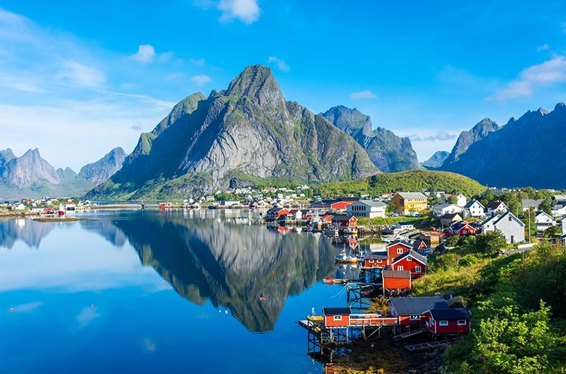where to go on a cruise in 2028 - photo of the lofoten islands in norway during the summer.
