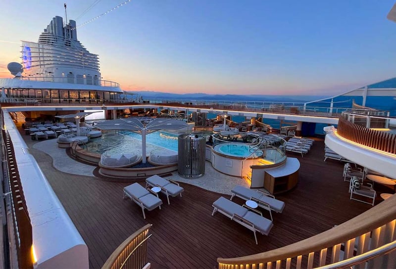 Oceania-Cruises-Oceania-Vista-docked-in-the-Mediterannean-Oceania-Vista-uncovered-culinary-excellence,-suite-design-onboard-vibe