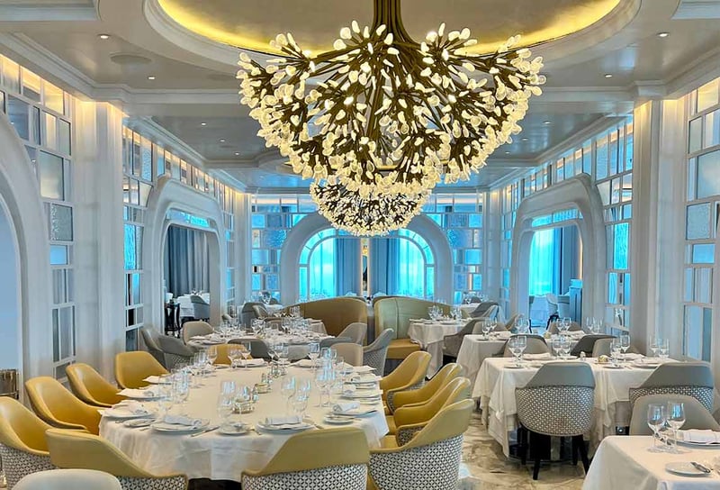 Oceania-Vista-main-dining-area-Oceania-Vista-uncovered-culinary-excellence,-suite-design-onboard-vibe