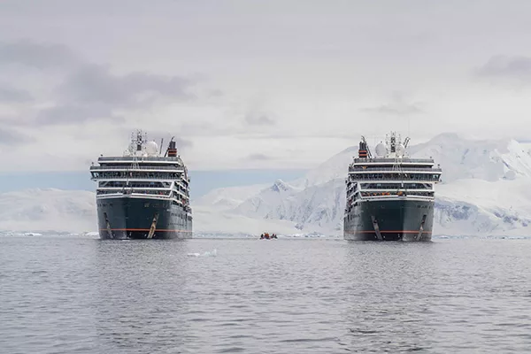 Seabourn Venture and Pursuit in Neko Harbour for the first time ever