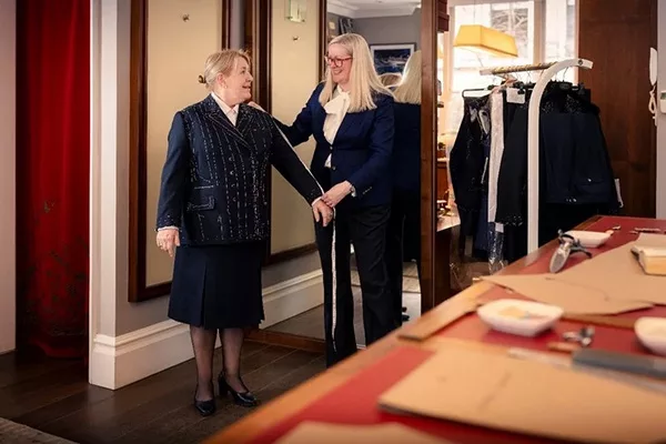 Inger Thorhauge, Cunard's Captain meets Savile Row Master Tailor Kathryn Sargent